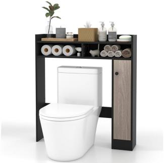 COSTWAY Badregal Toilettenschrank, Holz, mit verstellbaren Regal