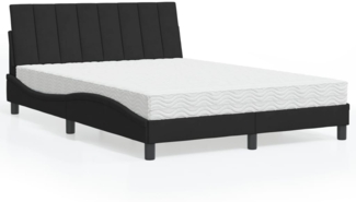 vidaXL Bett mit Matratze Schwarz 140x190 cm Samt 3208594