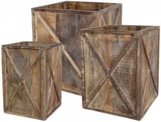 Chic Antique - 3er Set Blumentopf Pflanztopf Blumenkasten Holz Grimaud 65087100