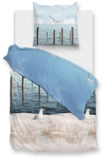 ZO HOME Bettwäsche Maritim, Renforcé, 2 teilig, Möwe,Strand,Meer