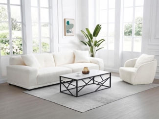 Vente-unique - Couchtisch - Keramik & Metall - Marmor-Optik Weiß & Schwarz - MELRONE von Pascal MORABITO