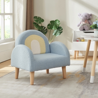 Kindersessel Sorreindi 50x50x45 cm Teddystoff Blau [en. casa]