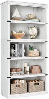 GarveeMore Bücherregal 5 Etagen Bücherregal, Hohe Bücherregal Holz Offene Anzeige Bücherregal, Bücherregal mit Stauraum für Home Office,Wohnzimmer,Schlafzimmer