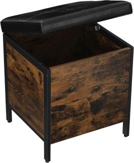 Vasagle Sitzhocker, Sitzbank, Sitzbank mit Stauraum, gepolsterte Truhe, Flur, Schlafzimmer, Wohnzimmer, Metall, einfacher Aufbau, Kunstleder, Industriestil, vintagebraun-schwarz von Songmics LSB50BX