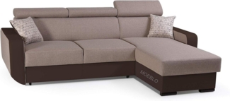 MOEBLO Ecksofa PEDRO, Universelle Ottomane Eckcouch Sofa Couch Wohnlandschaft L-Form Polsterecke - 236x165x97 cm, mit Schlaffunktion und Bettkasten