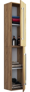 VCM Badmöbel Hochschrank Badinos 916930 Honig-Eiche H. 150 x B. 33 x T. 22 cm