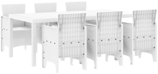 vidaXL Garten Essgruppe 7 pcs Weiß Polt Rattan 3378722