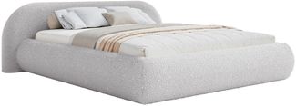 Selsey 'Shels Low' Polsterbett 160x200 mit Bettkasten, Bouclé, Hellgrau