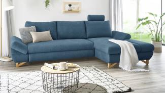 Ecksofa Skalm in blau mit Bettfunktion 284 cm