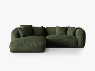 Micadoni Ecksofa Martina 2-Sitzer Samt Grün Links