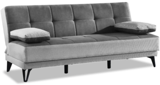 Dmora 3-Sitzer Schlafsofa Aborigeni, gepolstertes Stoffsofa, Wohnzimmersofa mit Klick-Klack-Öffnung, 190 x 87 x 97 cm, Grau