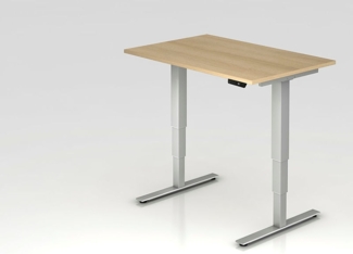 Sitz-Steh-Schreibtisch elektrisch XDSM12 120x80cm Buche Gestellfarbe: Silber