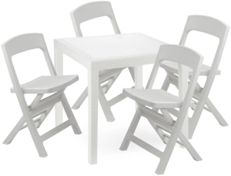 Dmora Outdoor Lounge Set Sanzeno, Outdoor oder Indoor Lounge Set, Quadratischer Tisch mit 2 Klappstühlen, Made in Italy, Weiß