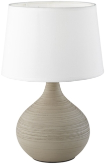 Reality Leuchten 'Martin' Tischleuchte, Keramik cappucchino / Stoff weiß, Ø20x29cm, E14