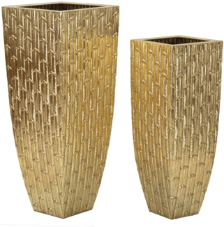 Dmora Set mit 2 Vasen Tirreni, Dekorationszubehör, Amphoren, Einrichtungszubehör, 40x40 h99 cm, Gold