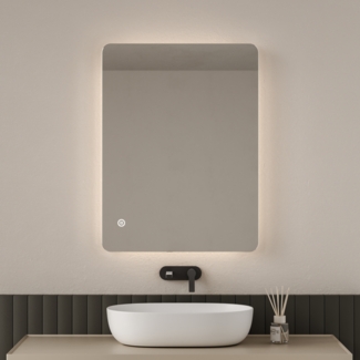 EMKE Badspiegel LED Beleuchtung 80x60cm Beschlagfrei Kaltweiß Dimmbar Wandspiegel