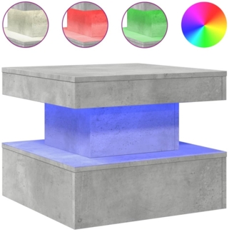 Couchtisch, Sofatisch mit LED-Leuchten Betongrau 50x50x40 cm