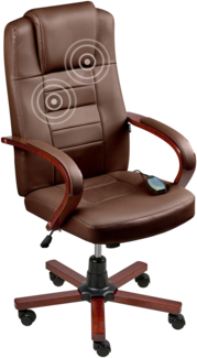 Massagestuhl DIAMOND mit Heizung Echtleder Dunkelbraun