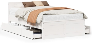 vidaXL Massivholzbett ohne Matratze mit Kopfteil Weiß 120x200cm Kiefer 3308769