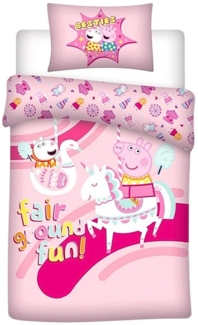 Peppa Pig Kinderbettwäsche Peppa Wutz, Baumwolle, 2 teilig, Mädchen Wendebettwäsche 135-140 x 200 cm + 65 x 65 cm
