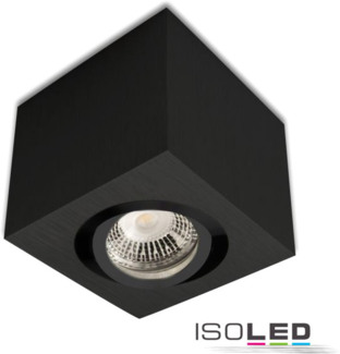 ISOLED Deckenaufbauleuchte eckig für GU10, Alu schwarz, exkl. Leuchtmittel