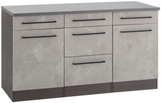 KOCHSTATION Unterschrank KS-Tulsa 150 cm breit, 2 Türen, 3 Schubkästen, 2 große Auszüge für Stauraum
