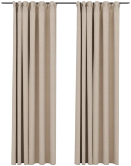 vidaXL Verdunkelungsvorhänge 2 Stk. Haken Leinenoptik Beige 140x225 cm 321213