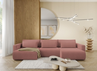 Wohnlandschaft Sofa mit Schlaffunktion CHAIRA Stoff Curio Rose
