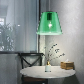 Pendelleuchte, Esszimmer, grün-klar, Höhe 110cm