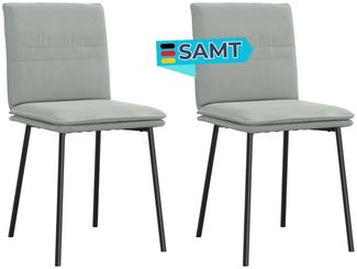 Esszimmerstühle VERA 2er Set Hellgrau Samt | Polsterstühle Küchenstuhl Wohnzimmerstühle Essstühle bequem