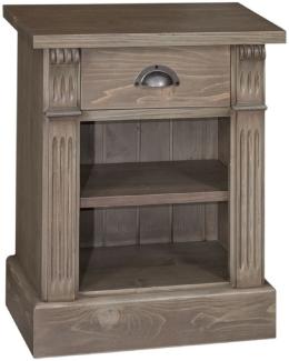 Casa Padrino Landhausstil Nachttisch mit Schublade und Regal Braun 49 x 33 x H. 60 cm - Massivholz Nachtkommode - Nachtschrank - Landhausstil Schlafzimmermöbel