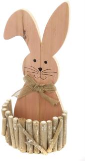 TrendLine Deko Osterhase mit Korb Holz 34 x 15 cm braun