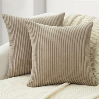 Topfinel Kissenbezug gestreiftes Muster,2er Set Kissenhülle Dekokissen Kissenbezug, Kordsamt 45x45 Sofakissen Couchkissen Zierkissenbezug Dekokissen
