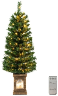 COSTWAY Künstlicher Weihnachtsbaum, 120cm im Topf, 3 Lichtmodi, 160 Spitzen
