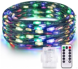 Diyarts LED-Lichterkette, 10M 100LED Wasserdicht 8 Modi Kupferdraht mit Fernbedienung & Timer