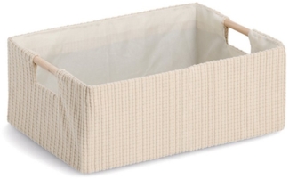 Zeller Present Aufbewahrungskorb, Baumwolle/Polyester/Holz, beige, ca. 34 x 23,5 x 13 cm