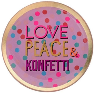 Giftcompany Love Plates Glasteller LOVE PEACE & KONFETTI Rund Rosa 13cm