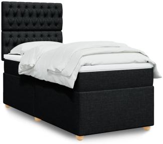 vidaXL Boxspringbett mit Matratze Schwarz 90x200 cm Stoff 3293472