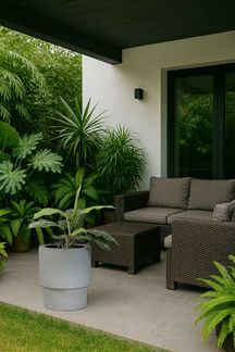 VIVANNO Blumentopf Fiberglas ESCADA Rund - Betongrau Beton-Design (1 St), 35x40 cm