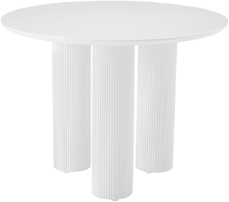Selsey 'Fascons' Esstisch rund mit geriffelten Säulenbeinen, Weiß 100 cm