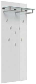 Garderobe 8 Haken & Hutablage 70x160 cm Weiss Hgl : Weissmatt / Weiss hochglanz