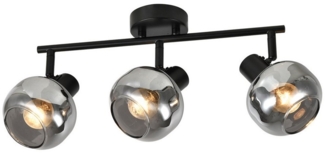 ZMH Deckenleuchte Wohnzimmer 350° Drehbar Rauchgrau Glas Retro Flurlampe für Küche, Vertikale Drehung: 90 Grad, ohne Leuchtmittel, 3 Flammig E14 Fassung Schwarz Deckenbeleuchtung