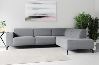 Places of Style Ecksofa Lorcan, Breite 275 cm, weiches Sitzgefühl, mit schwarzen Metallfüßen, Lederoptik und in weichem Strukturstoff