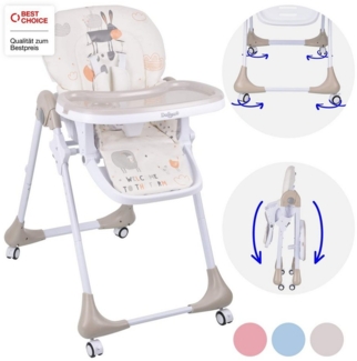 Daliya® Hochstuhl SITONMI 3in1 Kinderhochstuhl & Babyliege, extra breite Rückenlehne (Set, 7 St), Babyliege, 0-4 Jahre, breite Rückenlehne, Tablett, Korb, Platzsparend