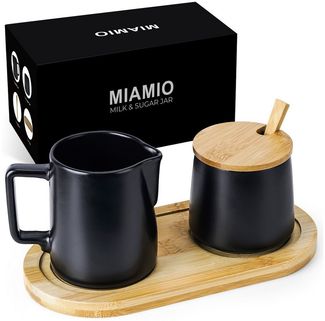MiaMio Milch- und Zuckerset Milch und Zucker Set mit Deckel, Löffel & Milchkännchen