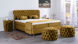 Meisterbetten Boxspringbett Lisa 100x220 in VS-Olive, Matratzenbezug Nano, Ergoflex-Topper