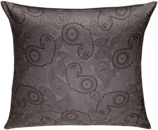 Bettwaesche-mit-Stil Mako-Satin Damast Paisley Bettwäsche "Davos" schwarz - grau Kissenbezug 80x80 cm