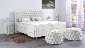 Meisterbetten Boxspringbett Lisa 160x200 in VS-Weiß, Matratzenbezug Nano, Ergoflex-Topper