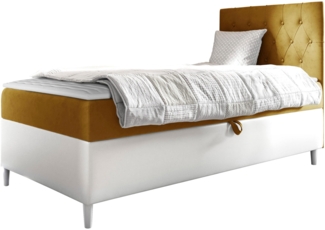 Boxspringbett 'Lenda Junior 1', gelb, 90x200 cm, Rechts