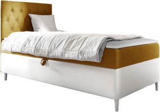 Boxspringbett 'Lenda Junior 1', gelb, 90 x 200 cm, Rechts